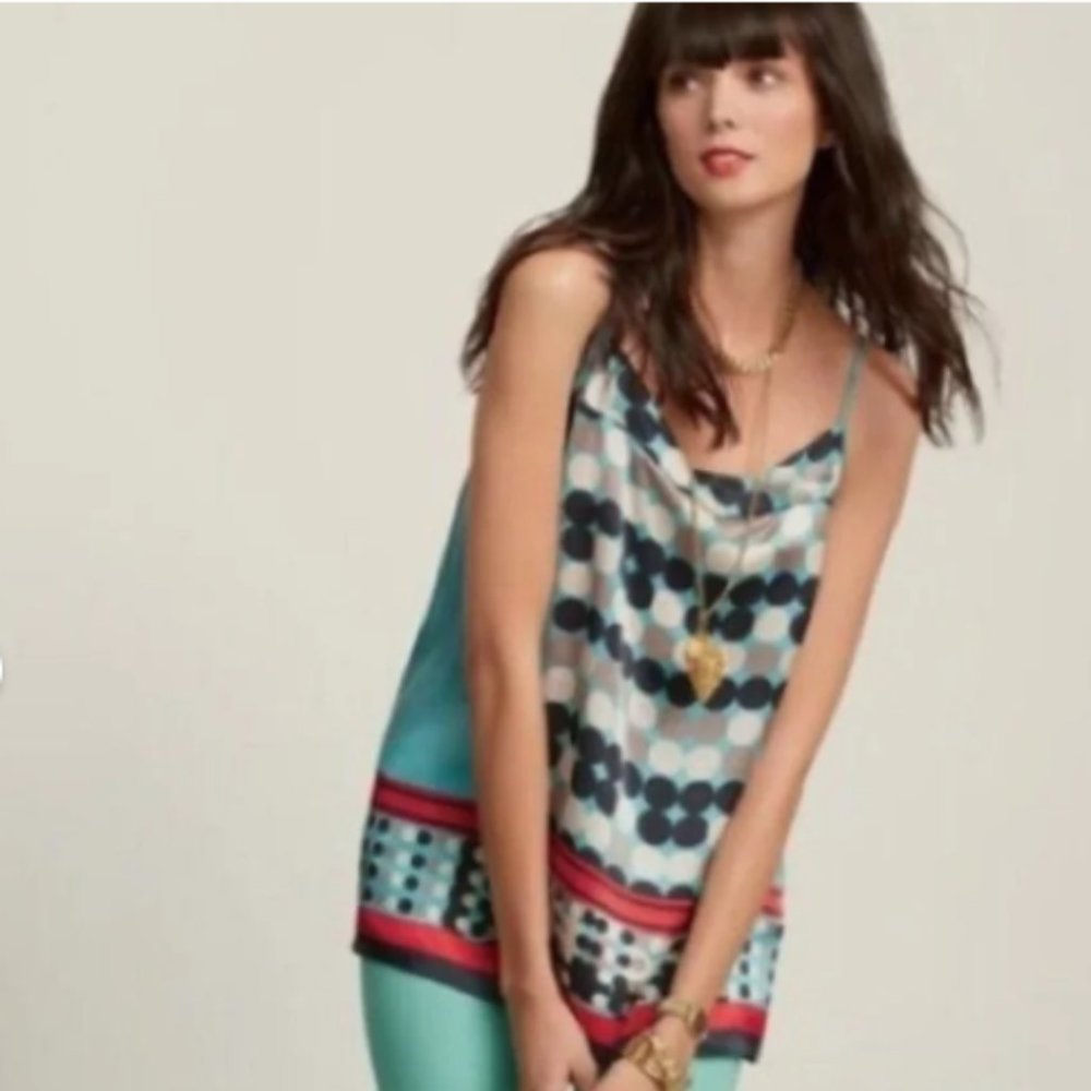 Cabi Spot on Tunic Cami Tank 100% Silk Size M Vintage